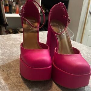 BAMBOO Hot Pink Platform Heels